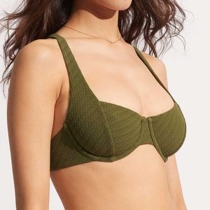 NWT Seafolly Swim Avocado Green Willow Underwire Bra Bikini Top 4